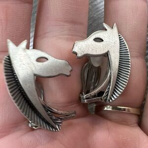 BEAU 925 Sterling Silver horse clip on vintage earrings